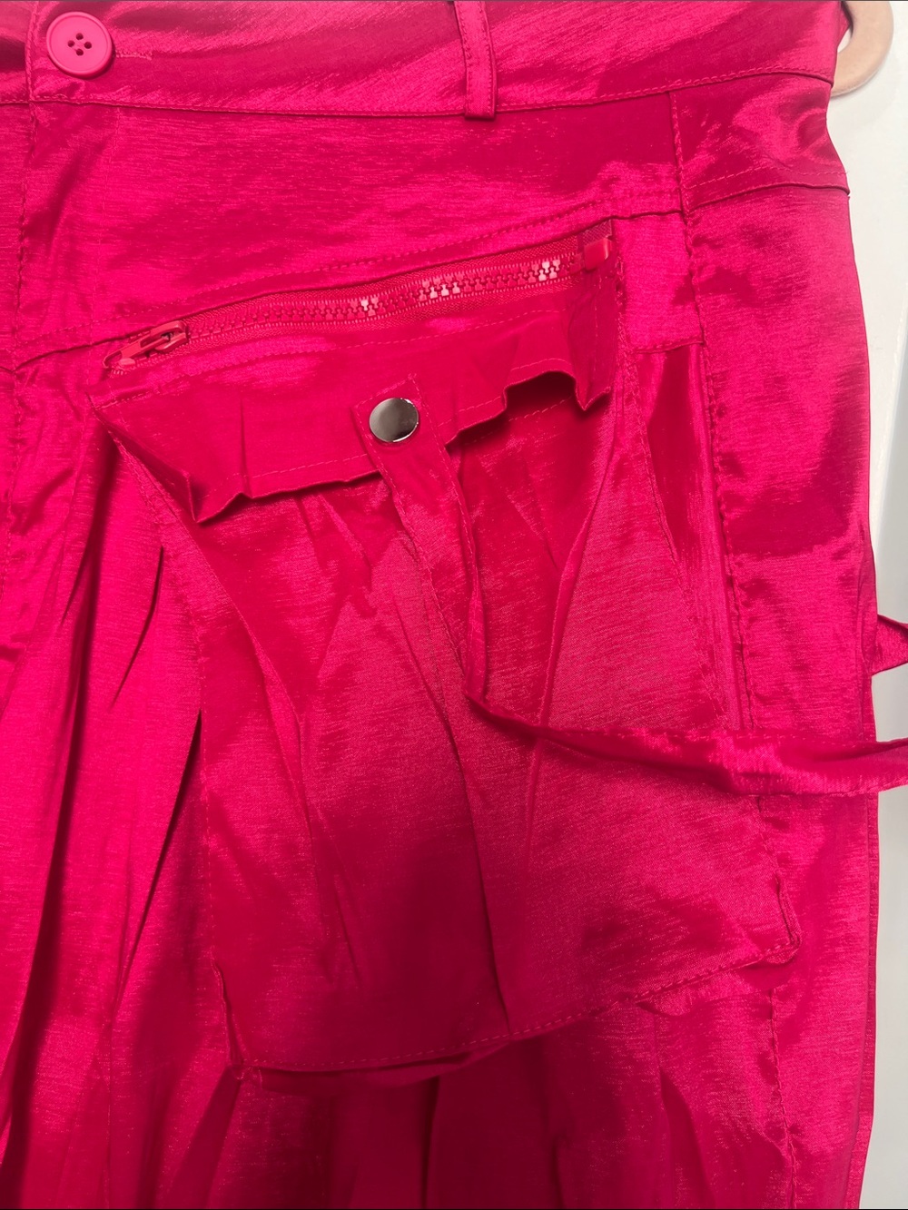 Hot Pink Cargo Wide-Leg Pants. Worn 1 time - Picture 3 of 6
